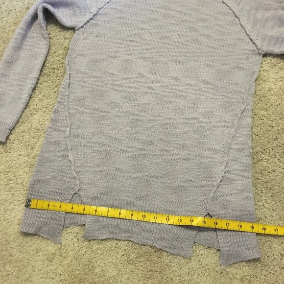 Pastel Purple Fringed Cold Shoulder Knit Sweater - Picture 13 of 15